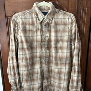 Ralph Lauren beige plaid flannel shirt, size L